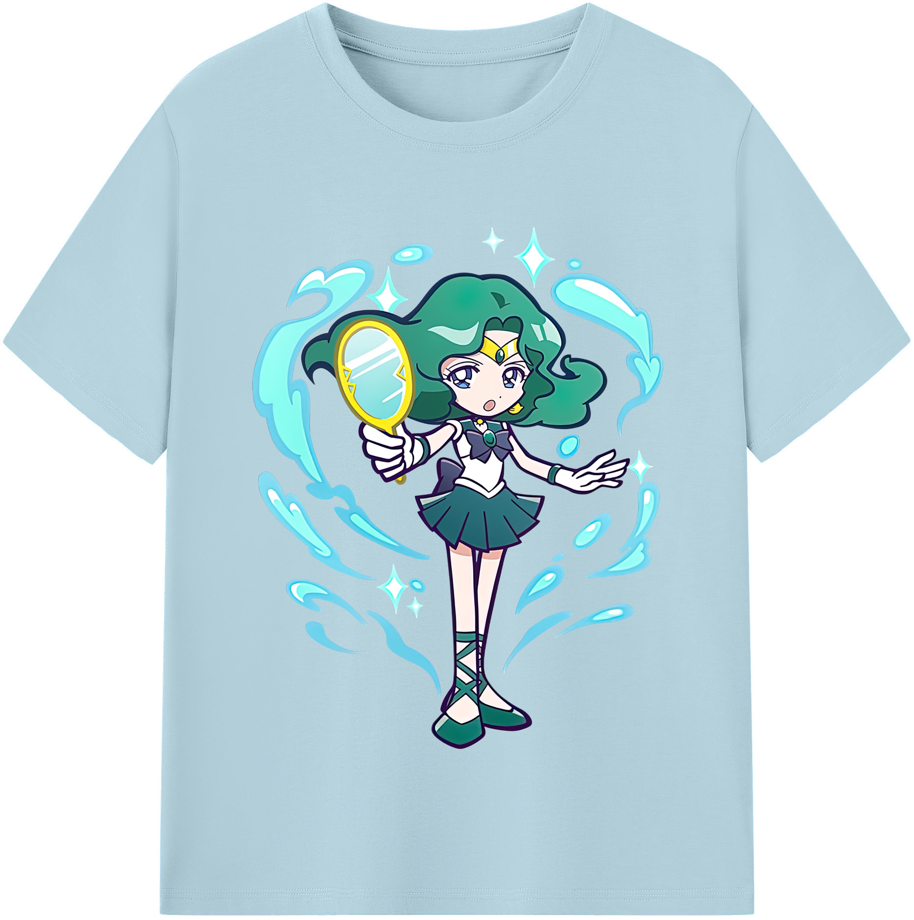 （画像用） 美少女戦士セーラームーン 海王 みちる（かいおう みちる） Sailor Moon Kaiou Michiru 綿100％半袖Tシャツ（フロントプリント）